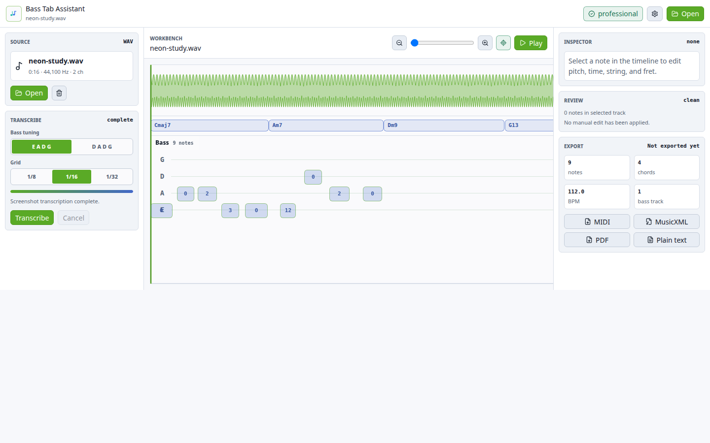 Transcription workbench