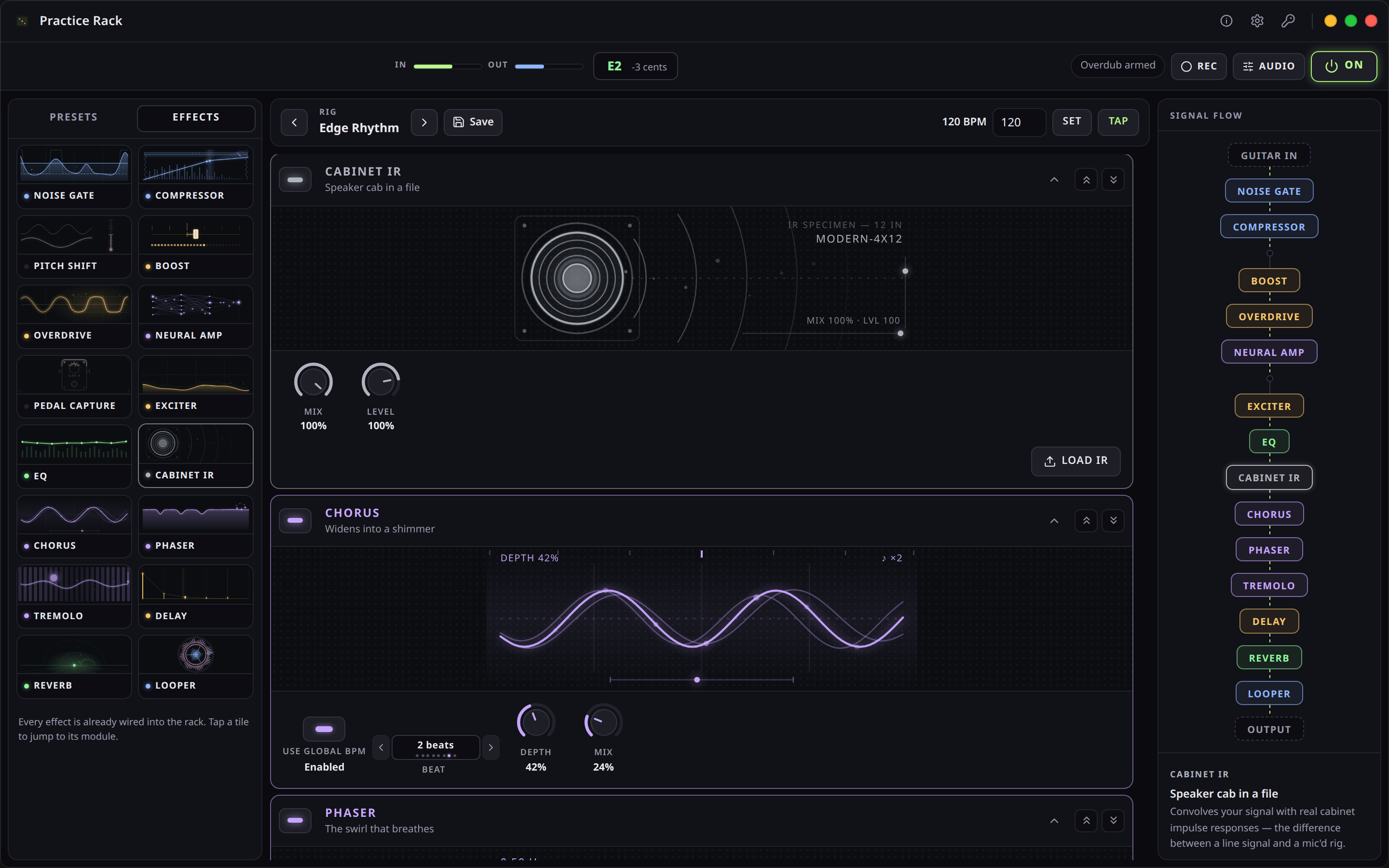 Cabinet IR convolution — Practice Rack