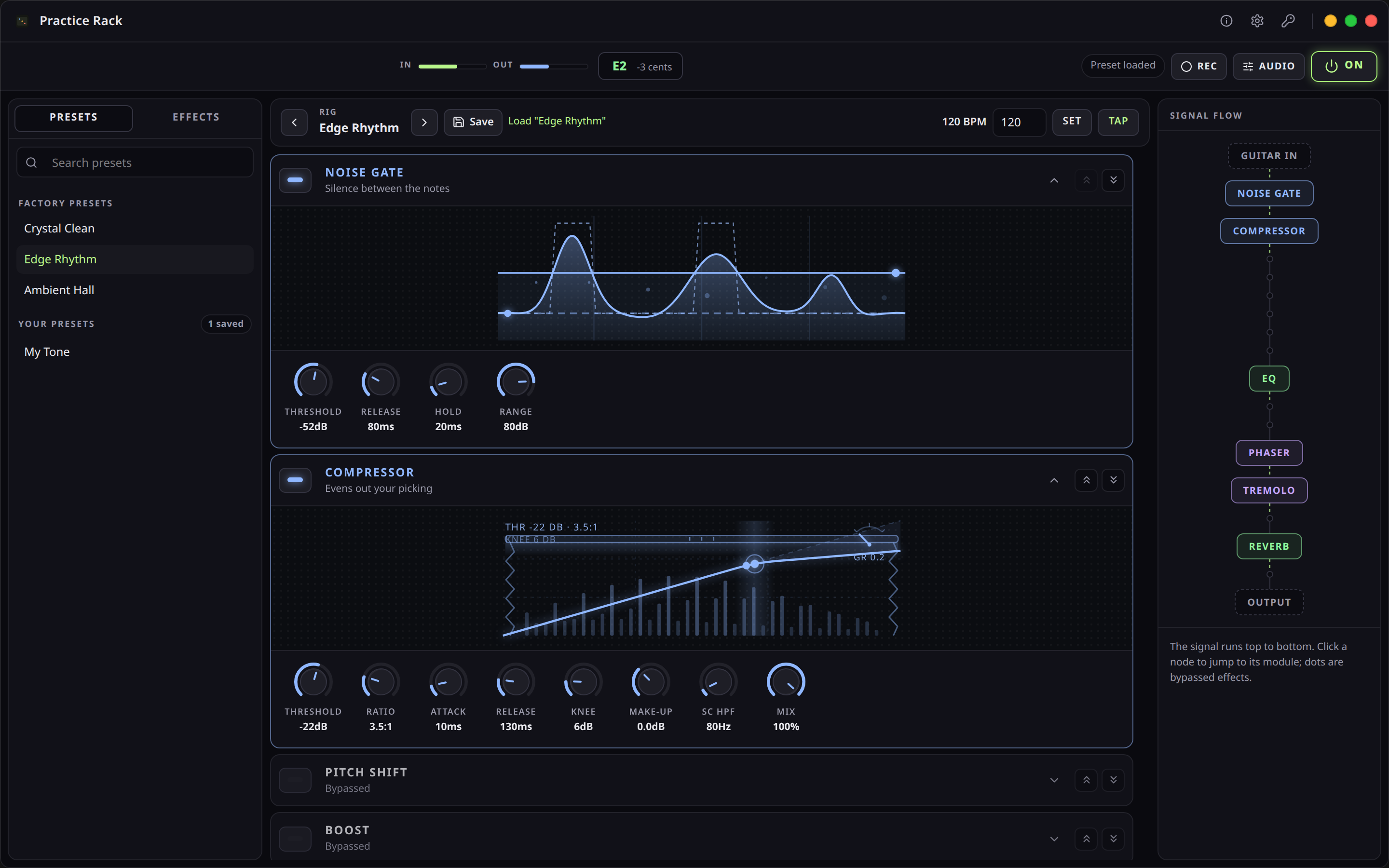 Live rack overview — Practice Rack