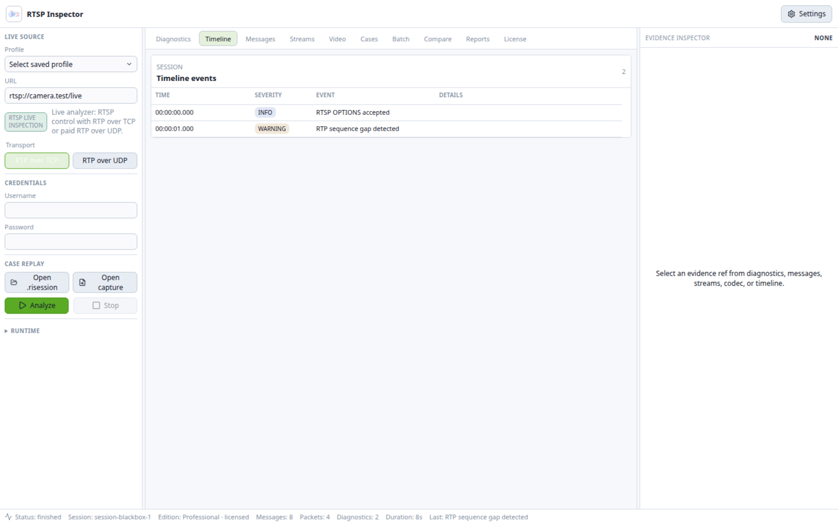Evidence timeline supports handoff